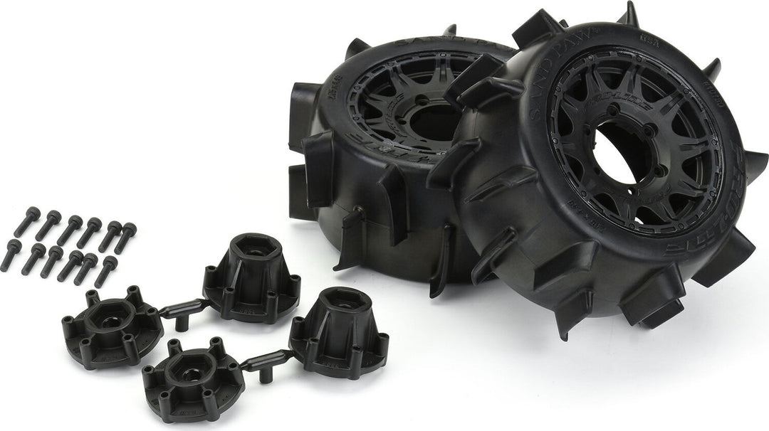 1/10 Sand Paw LP Front/Rear 2.8" MT Tires Mounted 12mm Blk Raid (2)