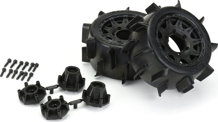 1/10 Sand Paw LP Front/Rear 2.8" MT Tires Mounted 12mm Blk Raid (2)