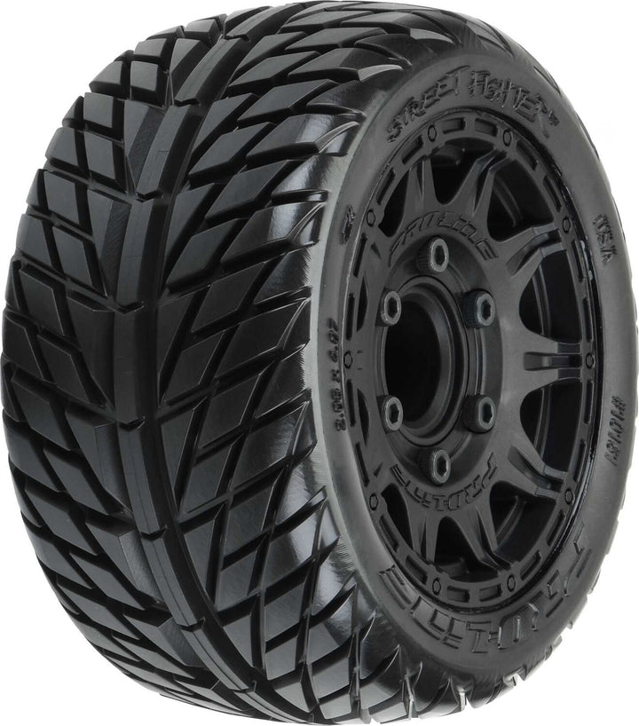 1/10 Street Fighter LP Fr/Rr 2.8" MT Tires Mounted 12mm Blk Raid (2)