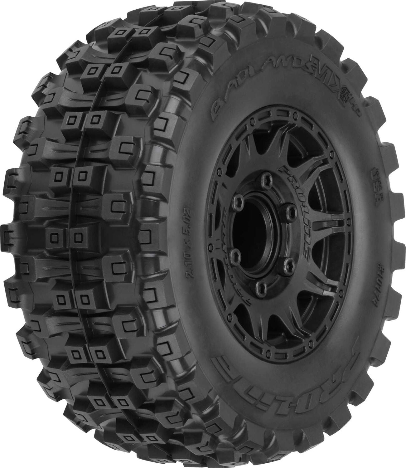 1/10 Badlands MX28 BELTED F/R 2.8" MT Tres Mounted 12mm Blk Raid (2)