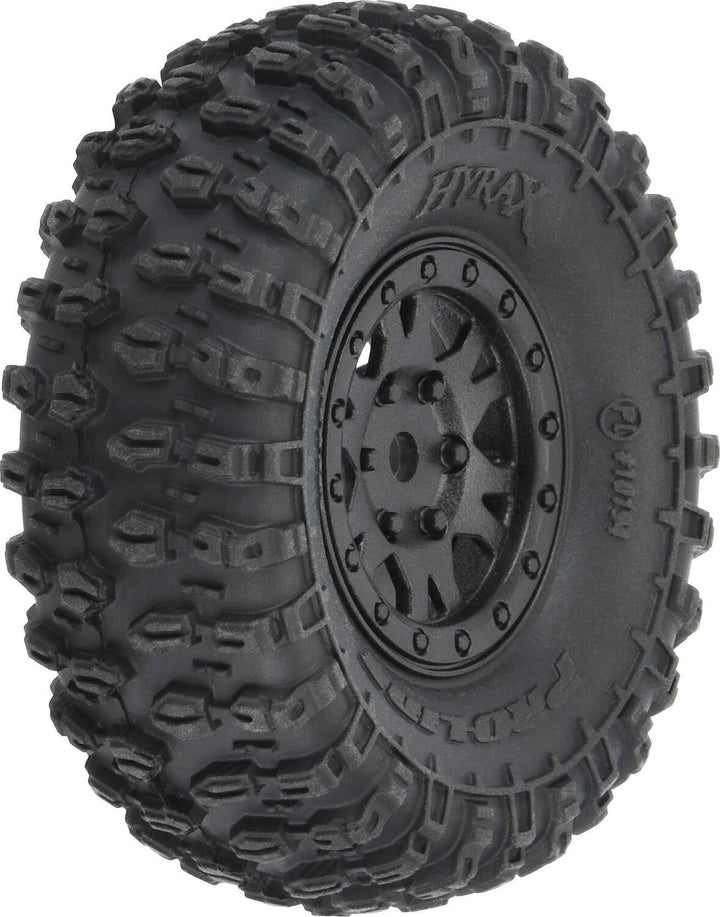 1/24 Hyrax Front/Rear 1.0" Tires Mounted 7mm Black Impulse (4): SCX24