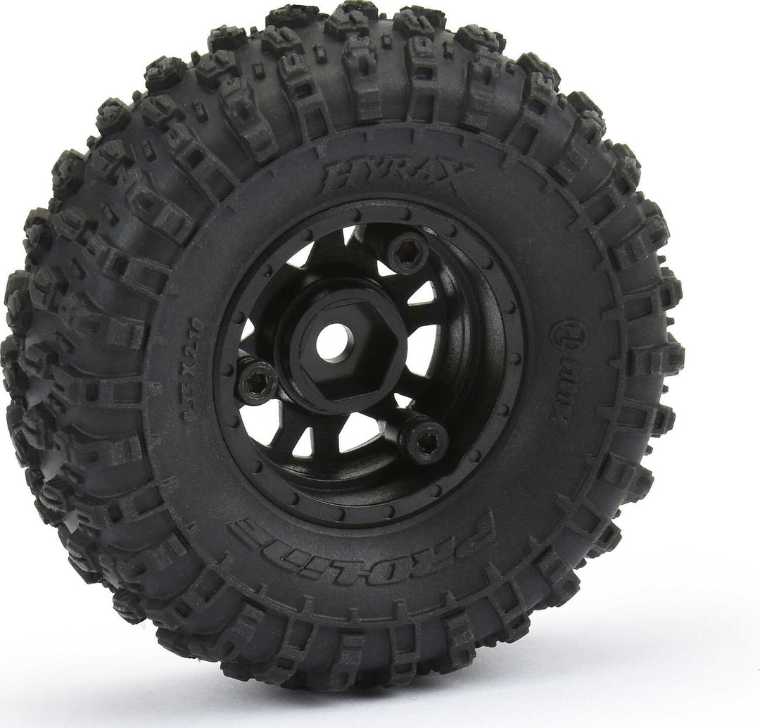 1/24 Hyrax Front/Rear 1.0" Tires Mounted 7mm Black Impulse (4): SCX24