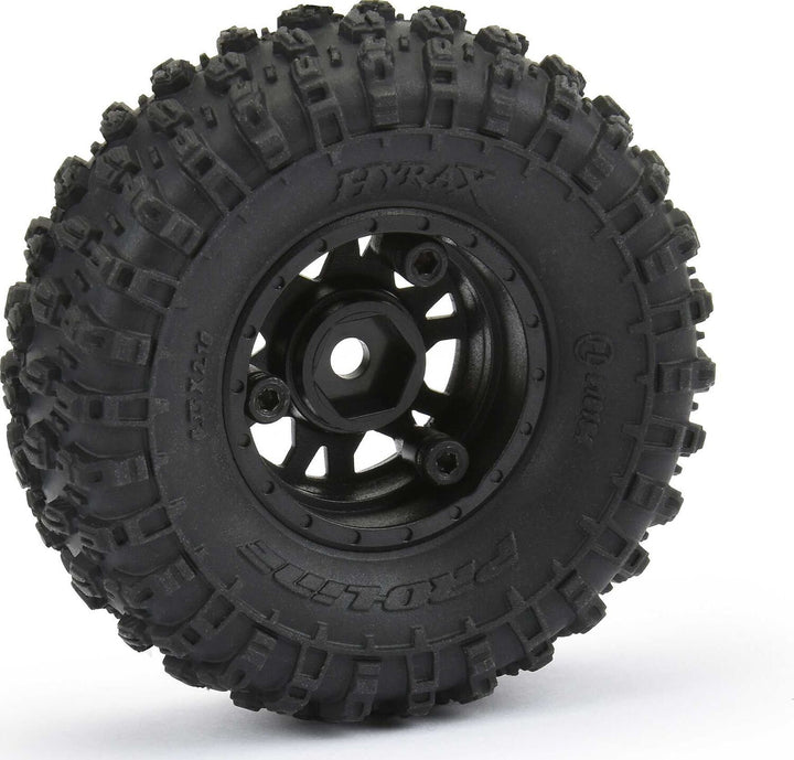 1/24 Hyrax Front/Rear 1.0" Tires Mounted 7mm Black Impulse (4): SCX24