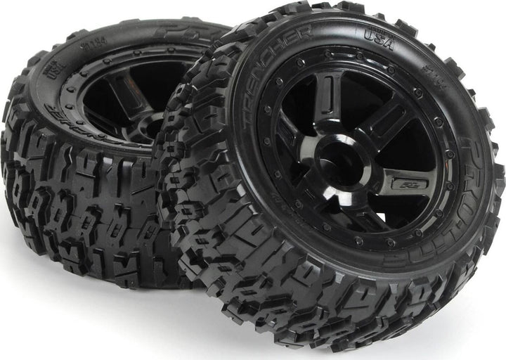 1/16 Trencher M2 Fr/Rr 2.2" Tires Mounted 12mm Blk Desperado (2)
