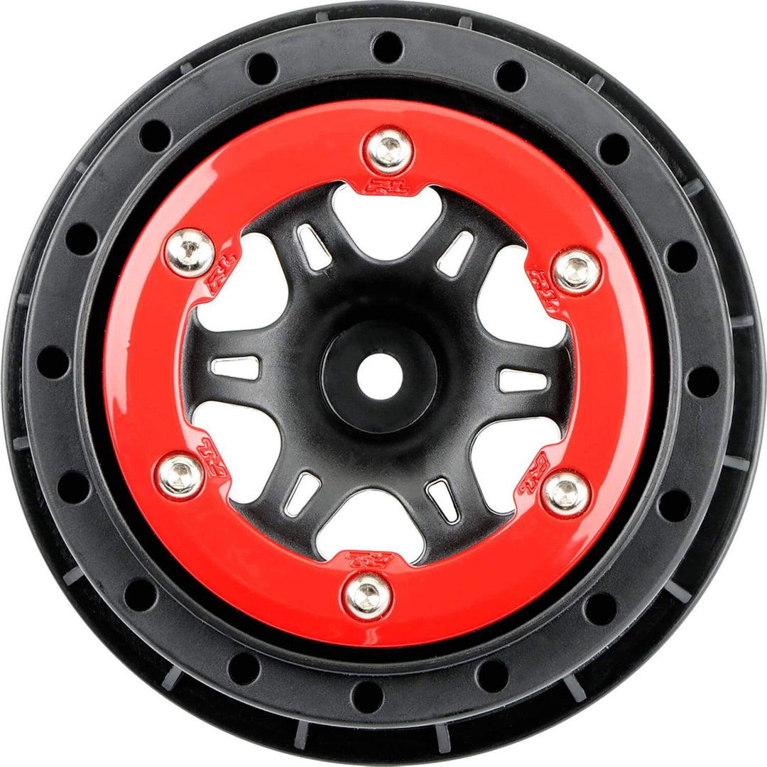 1/10 Split Six Rear 2.2"/3.0" 12mm Short Course Wheels (2) Red/Black