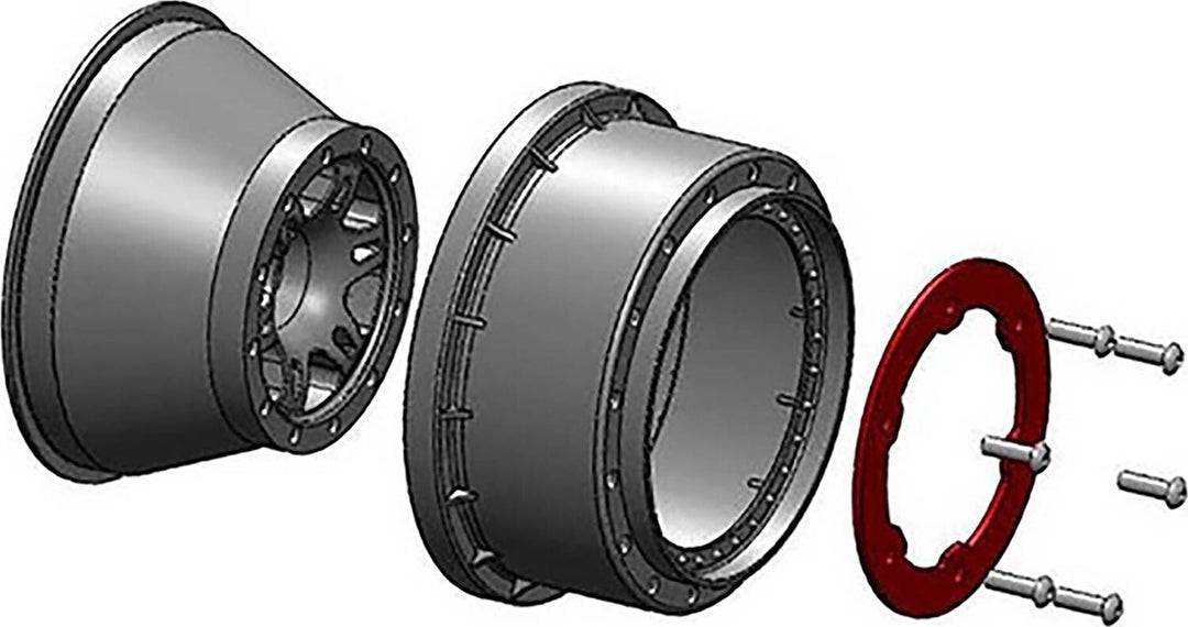 1/10 Split Six Rear 2.2"/3.0" 12mm Short Course Wheels (2) Red/Black