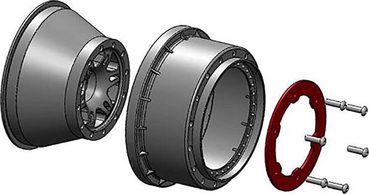 1/10 Split Six Rear 2.2"/3.0" 12mm Short Course Wheels (2) Red/Black