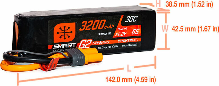 22.2V 3200mAh 6S 30C Smart G2 LiPo Battery: IC5