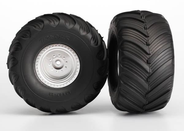 Traxxas 3665 Tires &amp; wheels Assembled Glued (Terra Groove dual profile tires foam inserts) (nitro rear electric front) (2) 3665