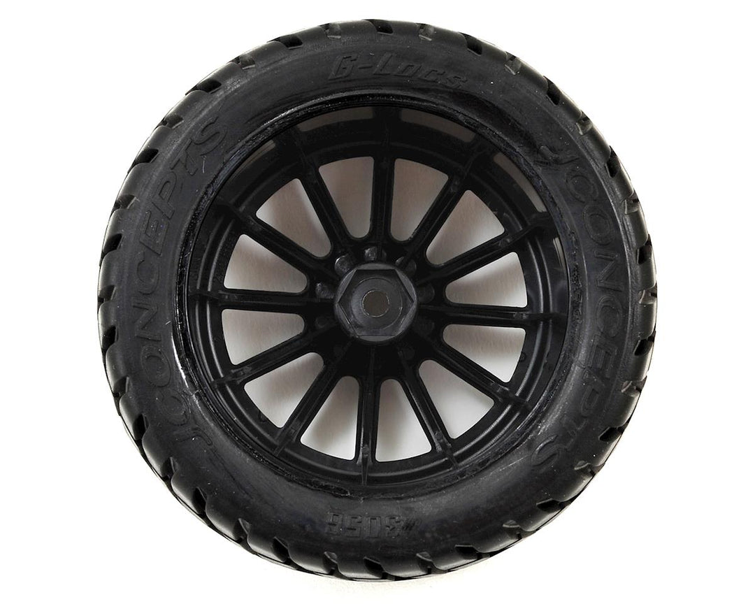 JConcepts G-Locs 2.8 Pre-Mounted w/Rulux Rear Wheels (2) (Black) (Yellow) 3056-3040