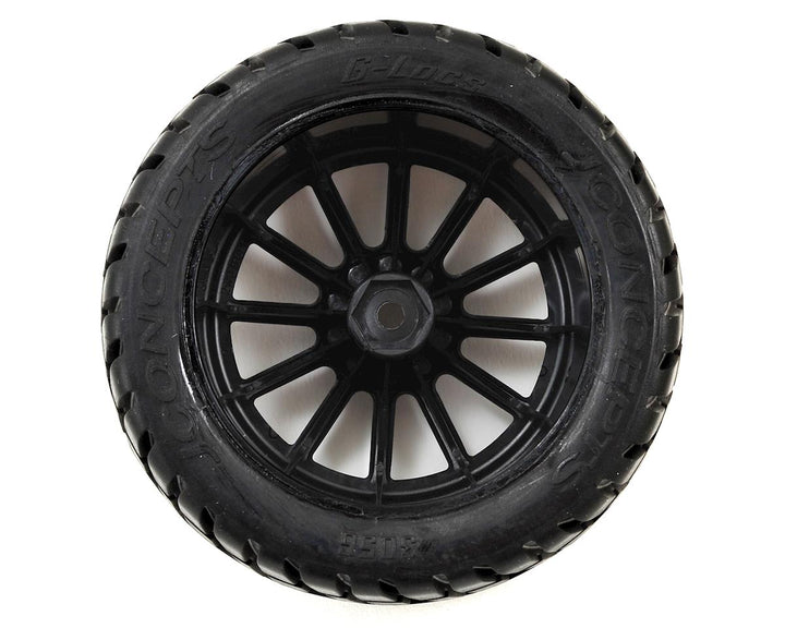 JConcepts G-Locs 2.8 Pre-Mounted w/Rulux Rear Wheels (2) (Black) (Yellow) 3056-3040