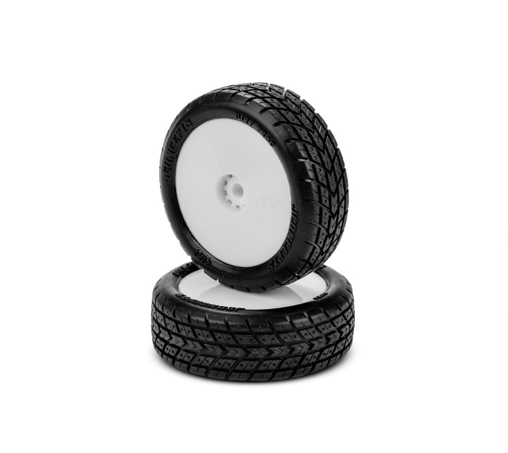 JConcepts Dirt Trac Mini - green compound, pre-mounted, white wheels (Fits - Mini-B front 4121-1211