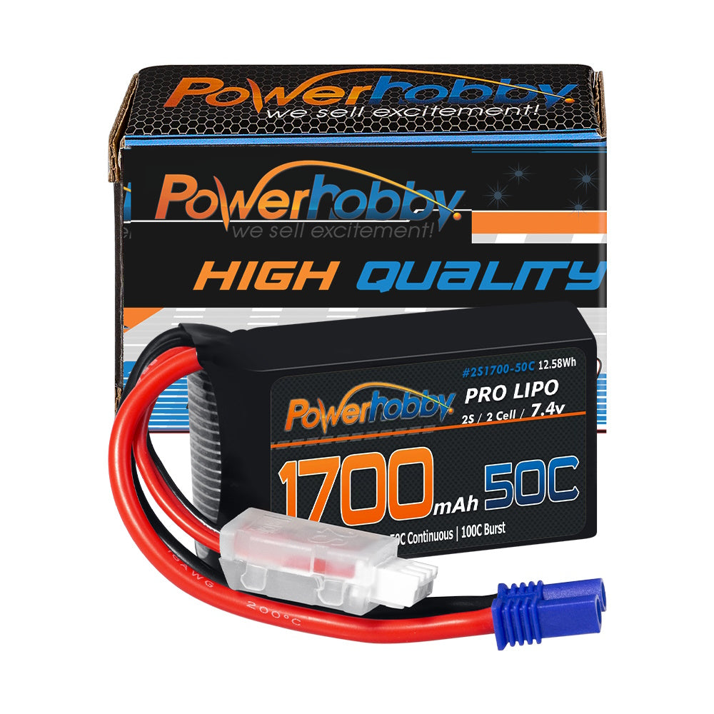 Powerhobby 2S 1700mAh 50C LiPo Battery w EC2 Plug
