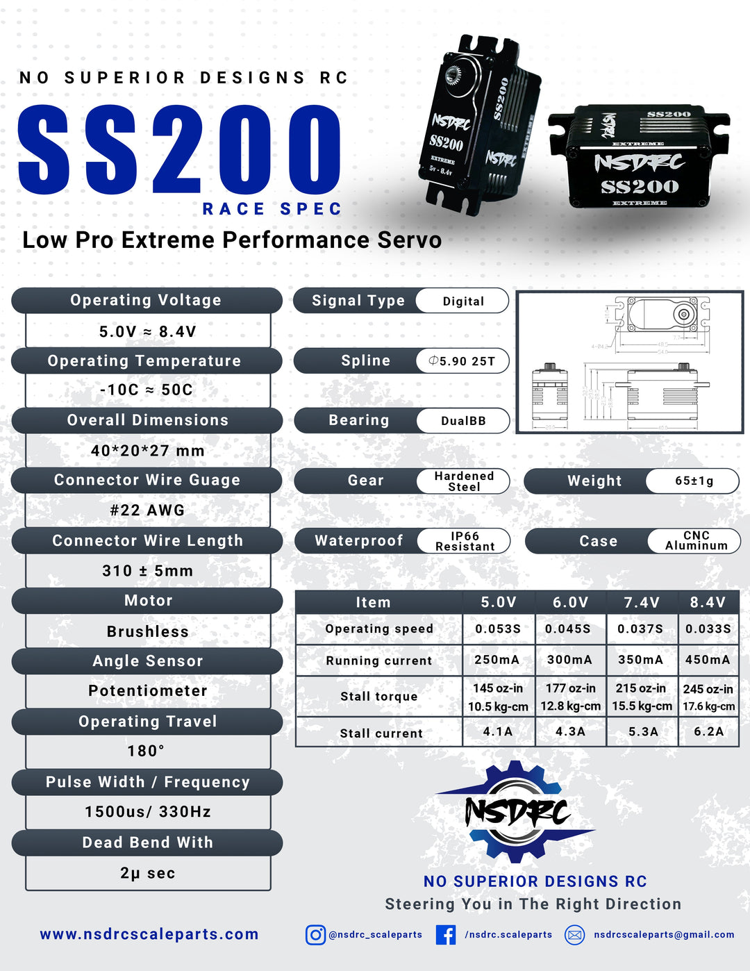 No Superior Designs RC NSDRC SS200 Extreme Performance Low Profile Servo