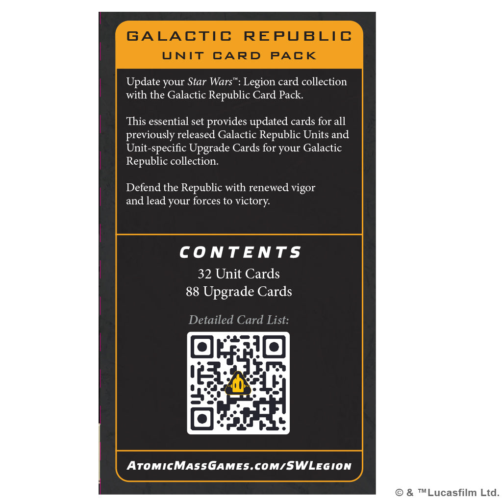 Star Wars: Legion - Galactic Republic Card Pack SWQ07EN