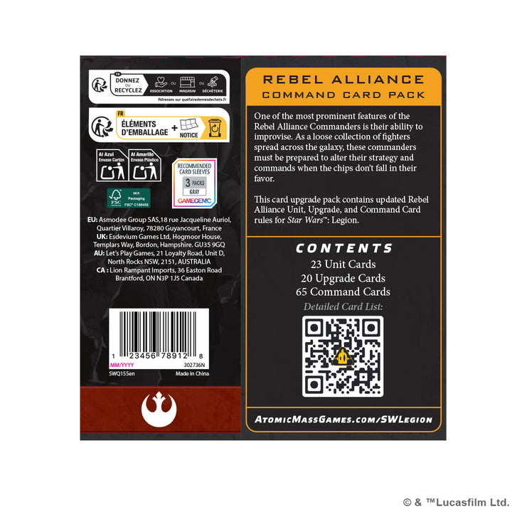 Star Wars: Legion - Rebel Alliance Command Card Pack SWQ155EN