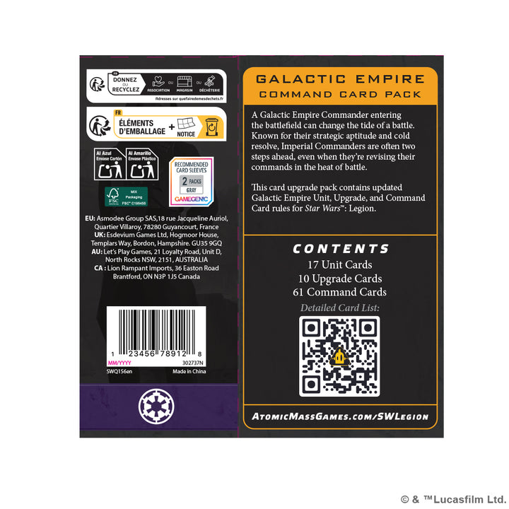 Star Wars: Legion - Galactic Empire Command Card Pack SWQ156EN