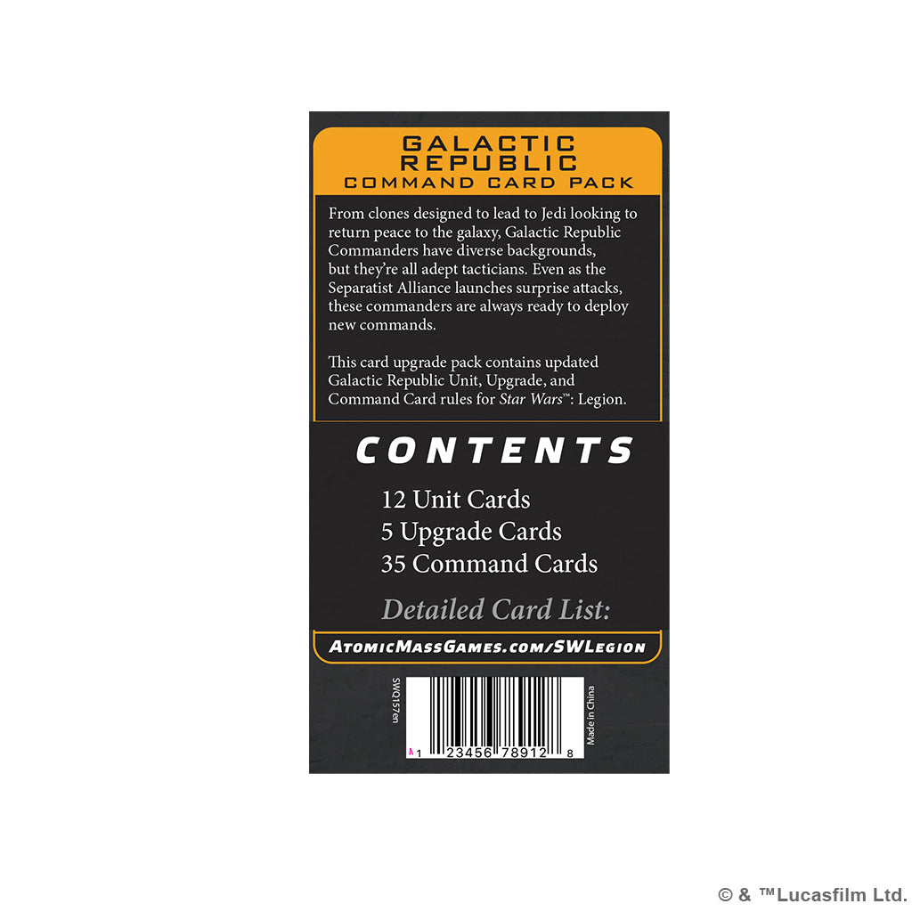 Star Wars: Legion - Galactic Republic Command Card Pack SWQ157EN