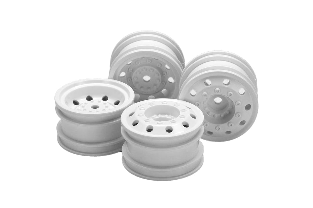Tamiya RC On-Road Racing Truck Wheels, Front And Rear, White, 2 Pcs Each 54964