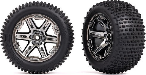 Traxxas Tires and Wheels Aseembled RXT Black Chrome 2.8 Inch Rear