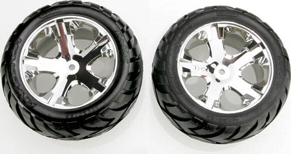 Tires &amp; wheels, assembled, glued (All Star chrome wheels, Anaconda tires, foam inserts) (electric rear) (1 left, 1 right)