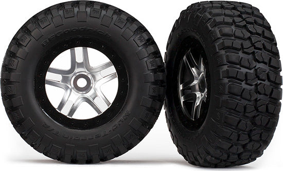 Tires & wheels, assembled, glued (SCT Split-Spoke, satin, black beadlock wheel, dual profile (2.2" outer, 3.0" inner), BFGoodrich Mud-Terrainﾙ T/A KM2 tire, foam inserts) (2) (front/rear)