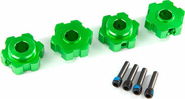 Wheel Hubs, Hex, Aluminum (green-Anodized) (4)/ 4x13mm Screw Pins (4)