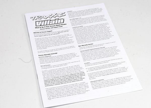 Traxxas 1599X Operating instructions Villain - Excel RC
