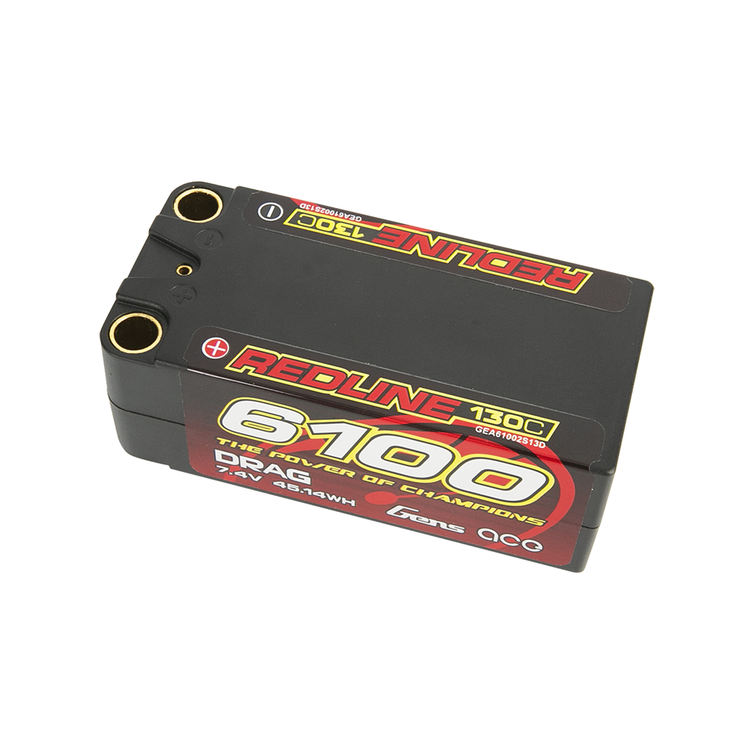 Gens Ace Redline Series 6100mAh 7.4V 130C 2S2P HardCase Shorty Lipo Battery