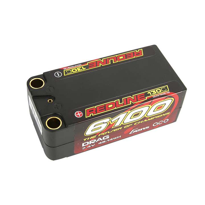Gens Ace Redline Series 6100mAh 7.4V 130C 2S2P HardCase Shorty Lipo Battery