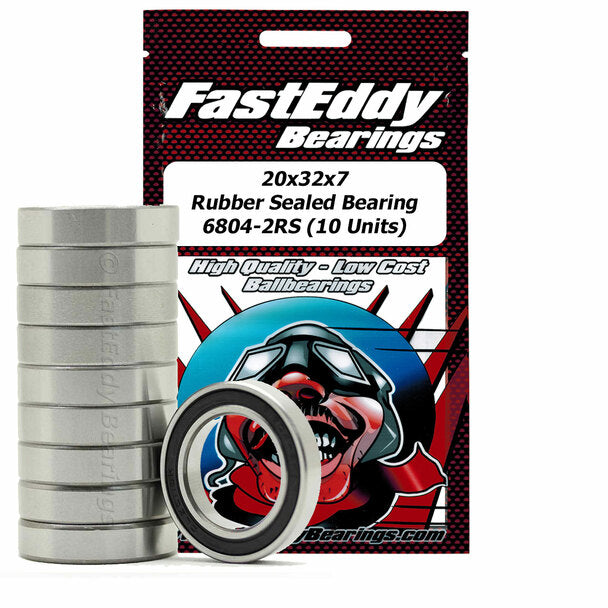 FastEddy 20x32x7 Rubber Sealed Bearing 6804-2RS (10 Units) TFE285