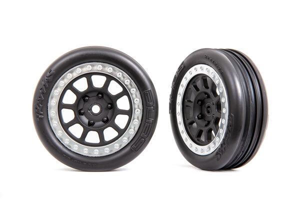 Traxxas Tire And Wheels Satin Chrome 2.2 Inch Ribbd Fr Tire 2471G