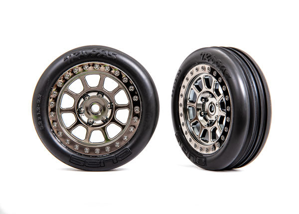 Traxxas Tire And Wheels Black Chrome 2.2 Inch Ribbd Fr Tire 2471T