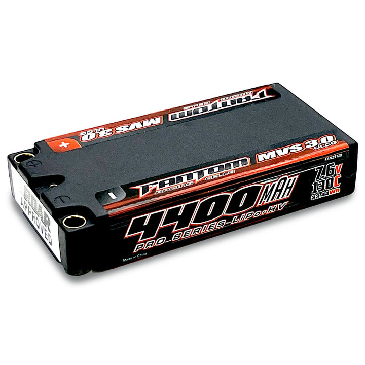 Fantom Racing 4400mAh, 130C, 7.6v, 2-Cell, ULCG SHORTY, MVS 3.0 PRO HV Silicon Graphene LiPo-HV FAN25120