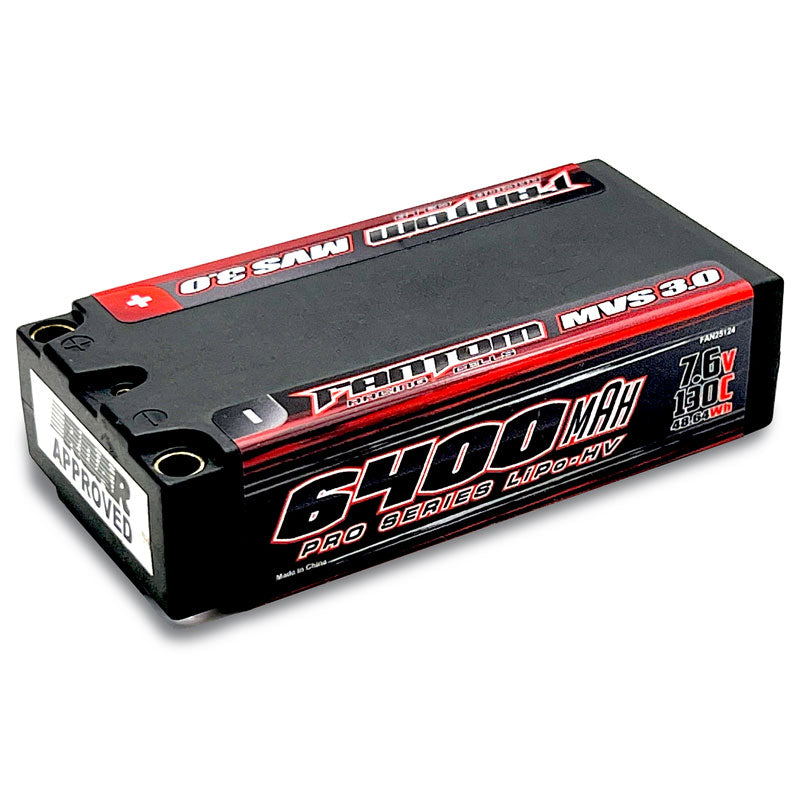 Fantom Racing 6400mAh, 130C, 7.6v, 2-Cell, SHORTY, MVS 3.0 PRO HV Silicon Graphene LiPo-HV FAN25124