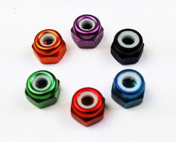 Aluminum Lock Nut With Nylon Insert No Flange (Normal Thread) M3 Blue - Excel RC