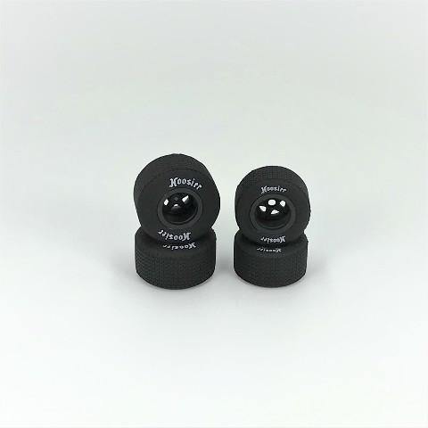 1RC Racing FR/RR Tires & Wheels, Black, 1/18 EDM (4) - Excel RC