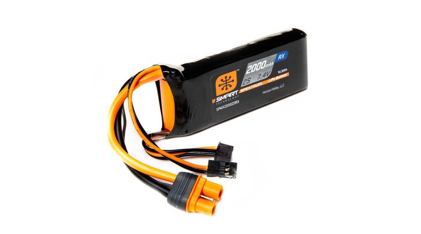 Spektrum 2000mAh 2S 7.4V Smart LiPo Receiver Battery IC3 SPMX20002SRX - Excel RC