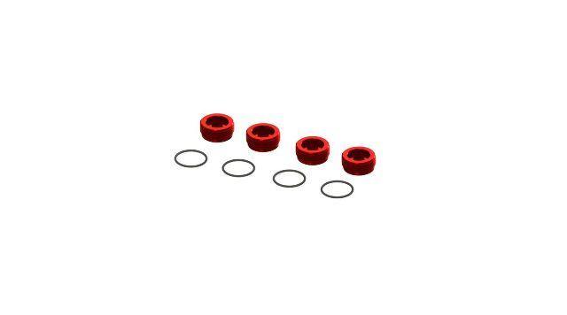 ARRMA Aluminum Front Hub Nut Red (4) with O-Rings, ARA320467 - Excel RC