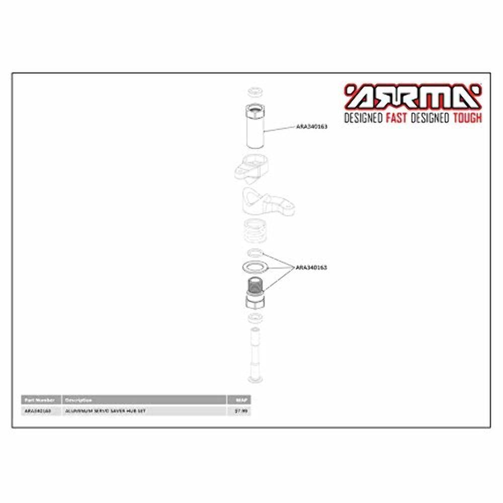 Arrma Aluminum Servo Saver Hub Set ARA340163 - Excel RC