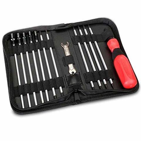 Traxxas 3415 Tool set with pouch (includes 1.5mm 2.0mm 2.5mm 3.0mm 3.5mm 4mm drivers 4mm 5mm 5.5mm 7mm and 8mm nut drivers 2mm 4mm and 5mm slotted screwdrivers #00 Phillips #0 Phillips and #1 Phillips screwdrivers 4mm and 8mm wrench driver handle - Excel RC