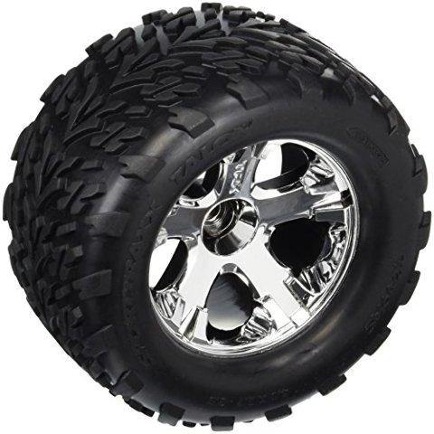Traxxas 4171 Tires & wheels assembled glued (2.8') (All-Star chrome wheels Talon tires foam inserts) (Nitro Stampede® front) (2) - Excel RC