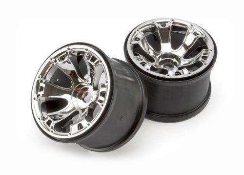 Traxxas 5671 Wheels Geode 3.8' (chrome) (2) (use with 17mm splined wheel hubs & nuts part #5353X  & beadlock-style sidewall protectors part #5665 5666 5667) - Excel RC