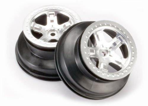 Traxxas 5872 Wheels SCT satin chrome beadlock style dual profile (2.2' outer 3.0' inner) (4WD frontrear 2WD rear only) - Excel RC