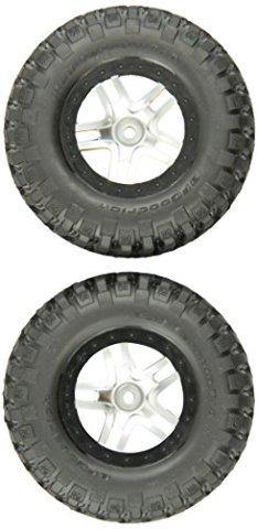 Traxxas 5877 Tires &amp; wheels assembled glued (SCT Split-Spoke satin chrome black beadlock wheels BFGoodrich Mud-Terrain  TA KM2 tires foam inserts) (2) (2WD front) - Excel RC
