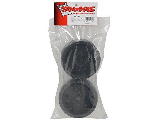 Traxxas 6473 Tires & wheels assembled glued (black dished wheels slick tires (S1 compound) foam inserts) (rear) (2) - Excel RC