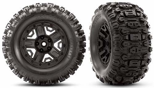 Traxxas 6792 Tires & wheels assembled glued (black 2.8' wheels Sledgehammer tires foam inserts) (2) (TSM rated) - Excel RC