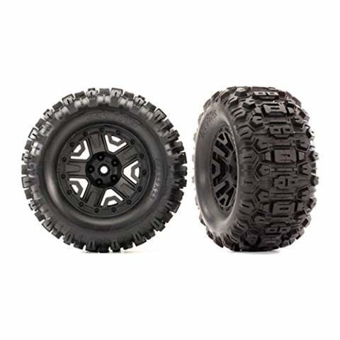 Traxxas 6792 Tires & wheels assembled glued (black 2.8' wheels Sledgehammer tires foam inserts) (2) (TSM rated) - Excel RC