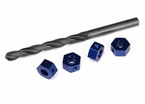 Traxxas 6869 Wheel adaptors 12mm hex 6061-T6 aluminum (blue-anodized) (4) screw pins (4) drill bit 0.25 inch (for 6mm shafts) (requires 