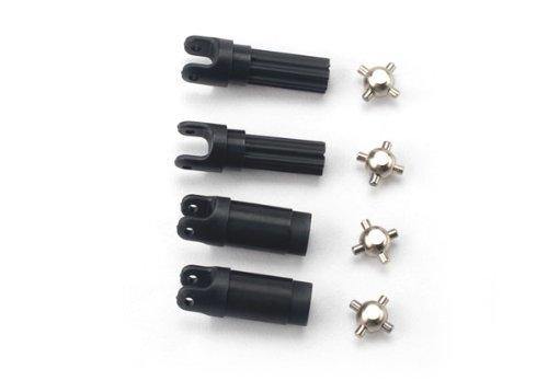 Traxxas 7050 Half shafts left or right (interl splined half shaft (2)exterl splined half shaft) (2)) metal u-joints (4) - Excel RC